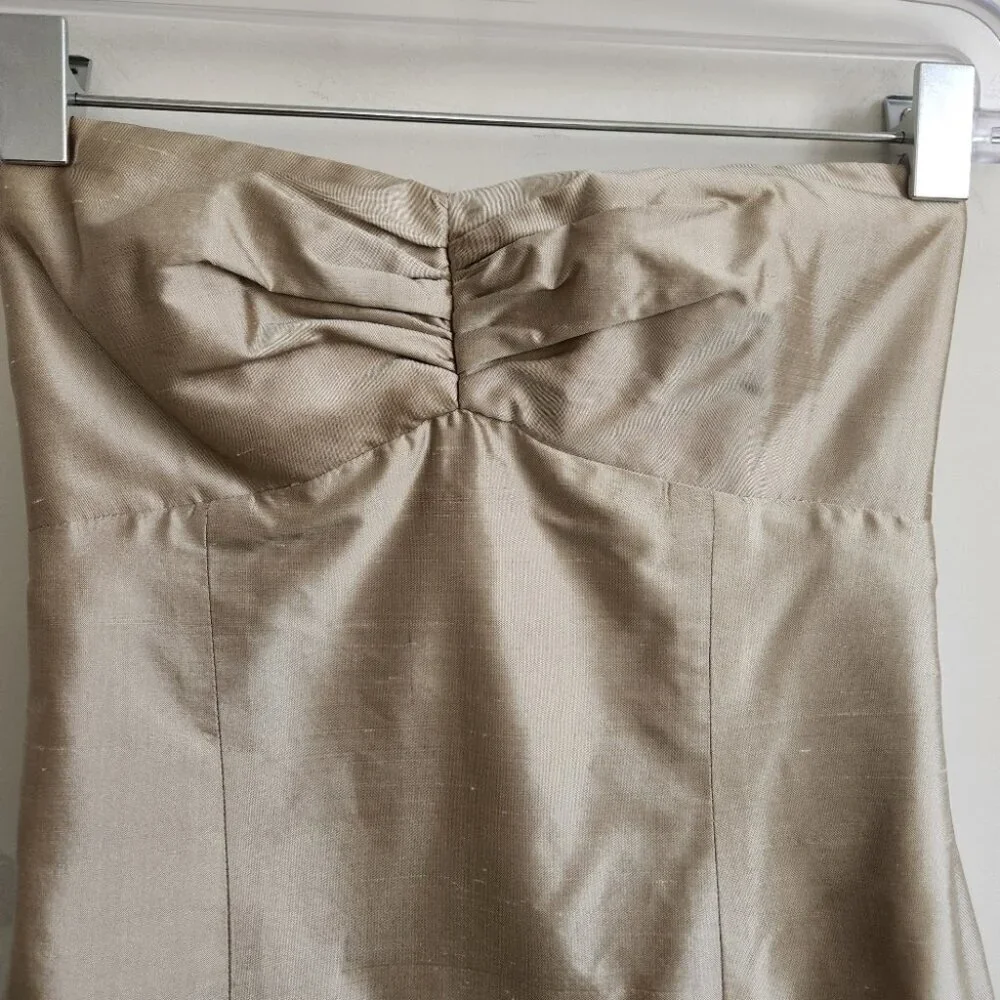 JENNY YOO | silk dress strapless Champagne Gold sz 0 - Picture 7 of 7